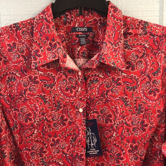 SALE Chaps Women Plus 2X No Iron Shirts NWT - Picture 2 of 7